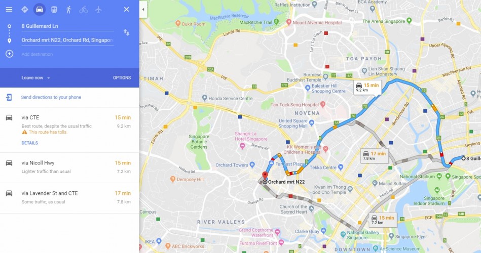 Drive from Arena Residences to Orchard Road