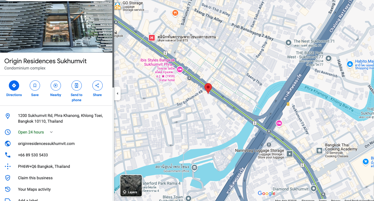 Location of Origin Residences Sukhumvit