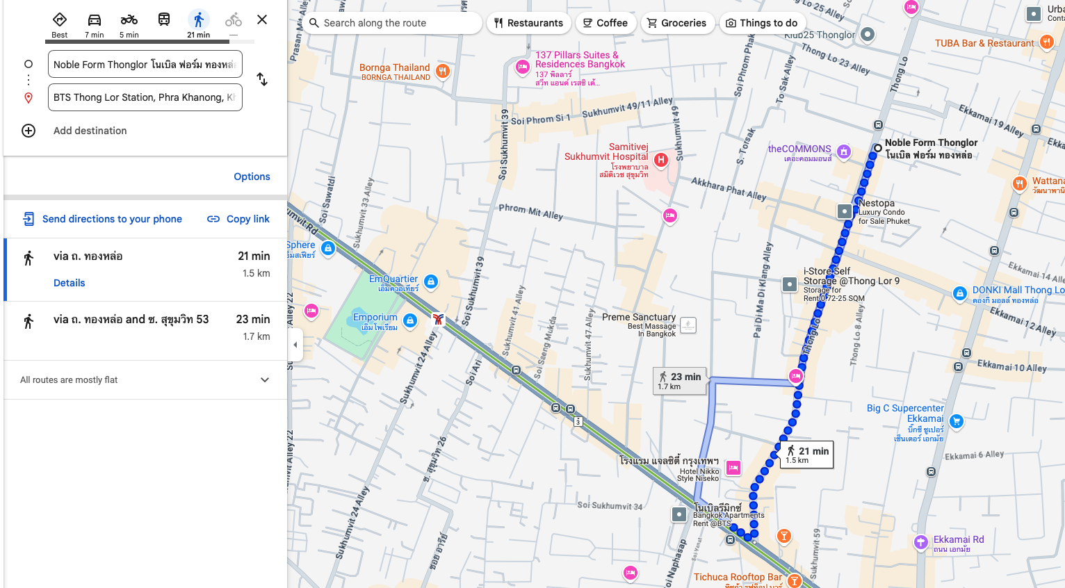 Walk from Noble Form Thonglor to Thong Lor BTS